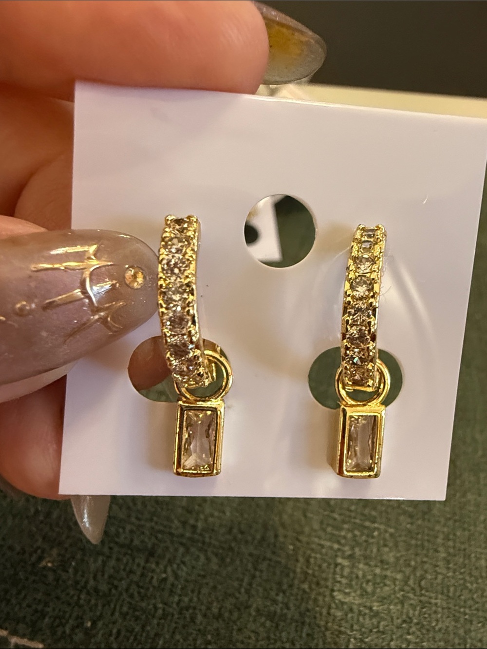 Gold Crystal Hoop Drop Earrings - Women Jewelry